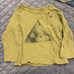 Kids Long Sleeve Sun Triangle Graphic Top - Olive Green